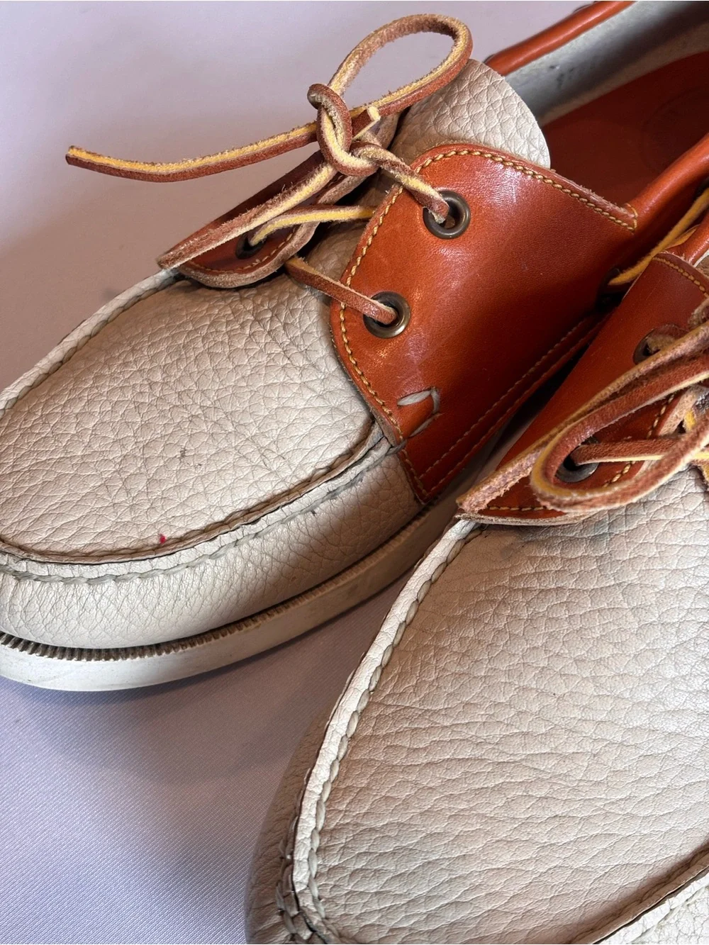 DOONEY & BOURKE Vintage Men's Two-Tone Tan Leather Boat Shoes